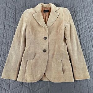 AKRIS Wool Blend Corduroy Blazer Jacket in Tan